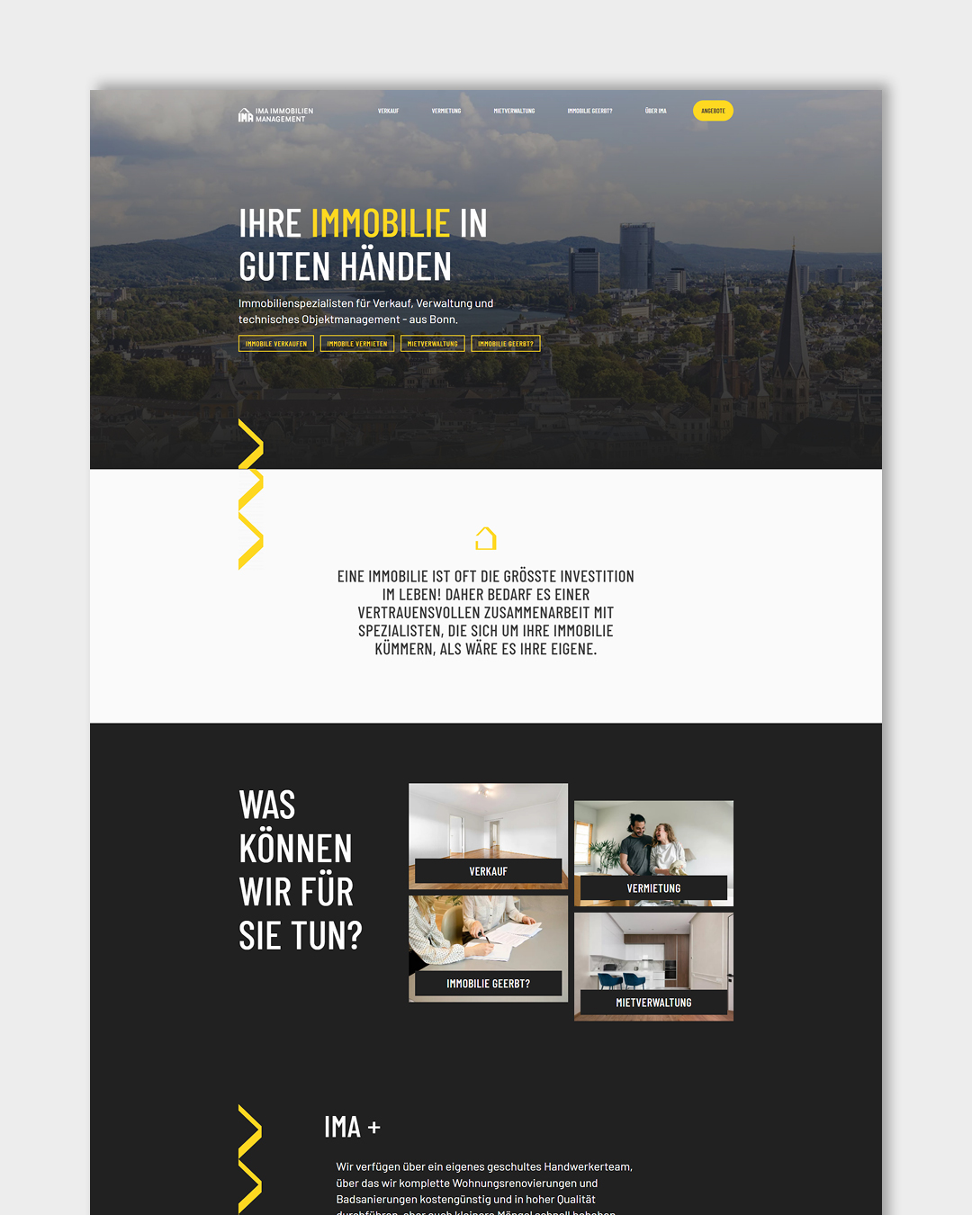 Webdesign für Immobiliendienstleister aus Bonn - verschiedene Screenshots der neuen Website.