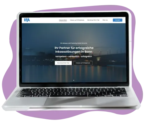 Webdesign für Inkasso Unternehmen aus Bonn Desktopansicht