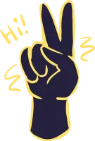 Hand mit Piece Zeichen