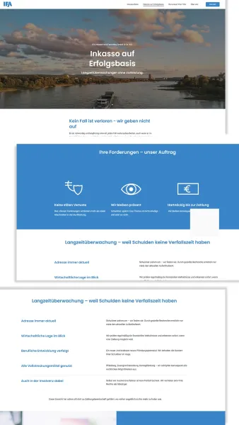 Verschiedene Screenshots von einem Webdesign für ein Inkasso Unternehmen aus Bonn.